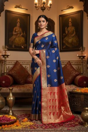 Royal Blue Temple Saree